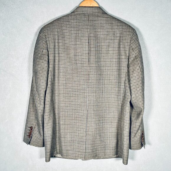 Ralph Lauren Blazer Mens 40R Tan Silk Wool Gingham Plaid Sport Coat Jacket - Picture 10 of 15